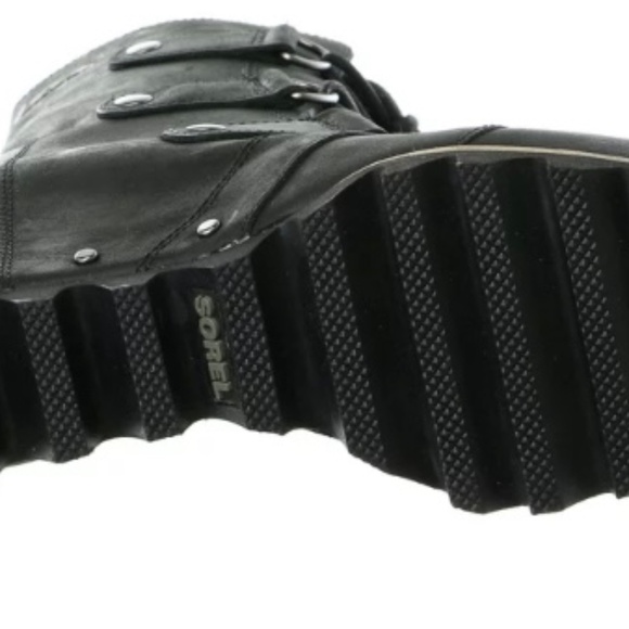 Sorel Black Leather Wedge Lace Up Women’s Size 8.5 - Picture 2 of 14